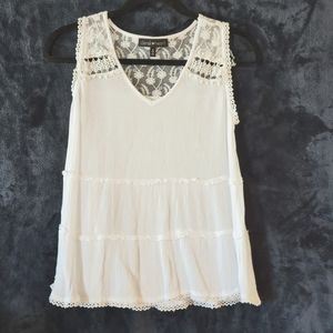 White Sleeveless Lace Blouse